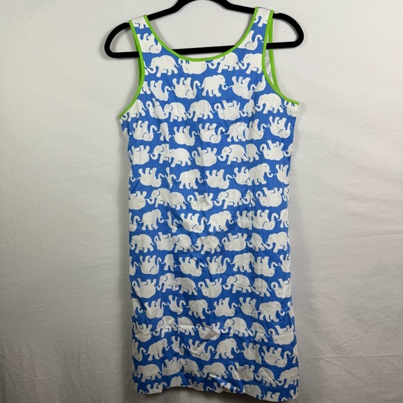 Lilly Pulitzer Blue and White Elephant Dress with Green Trim Size 4 - Picture 1 of 7